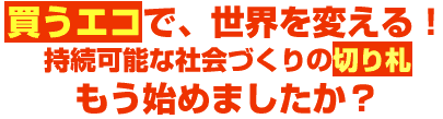 買うエコで、世界を変える! 持続可能な社会づくりの切り札 もう始めましたか?